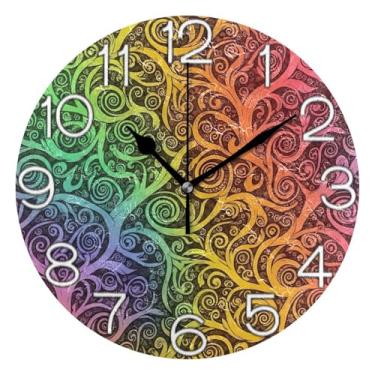 Imagem de GAIGEO Relógio de parede analógico decorativo escritório cozinha relógio divertido alimentado por bateria, decoração de sala de estar, arte moderna, raiz de árvore engraçada, 25 cm, ponteiros pretos