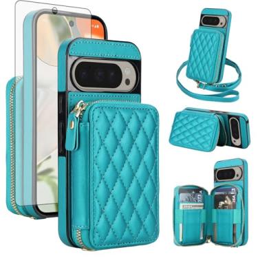 Imagem de Asuwish Capa de celular para Google Pixel 9/9 Pro/10/10 Pro 5G com protetor de tela de vidro temperado, alça transversal com bloqueio de RFID, suporte para cartão Pixel9 9Pro/Pixel10 10Pro Nine Ten