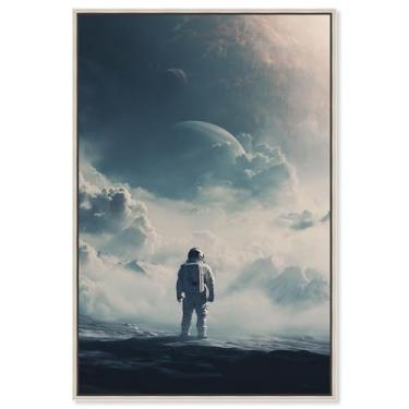 Imagem de Arte de parede de astronauta Starbound Surveyor II da Art Remedy, moldura prateada, 50 x 76 cm