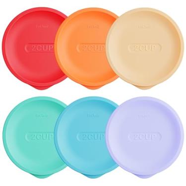 Imagem de Tampas de substituição para Pyrex 7200-PC 2 xícaras, tampa de armazenamento redonda de silicone para tigela de vidro âncora, pacote com 6, cores mistas