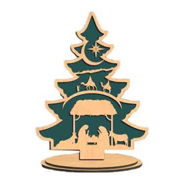 Imagem de Nishiyuenyi Decoração de Natal, Árvore de Natal, Centro de Mesa, Enfeite de Mesa, Placa Decorativa de Madeira para Festa de Inverno Na Sala de Estar, Style D, Tamanho real