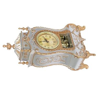 Imagem de GLOGLOW Despertador/relógio/relógio de Parede/rádio Com 12 Melodias, 6,5 Polegadas, Despertador retrô para Sala de Estar e Escritório, Mesa de Plástico Vintage Montada na Parede (Branco)