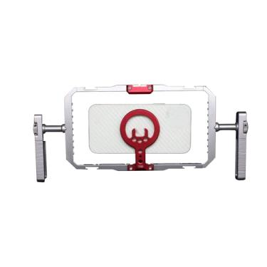 Imagem de Yunseity Gaiola para Celular, Equipamento de Vídeo para Smartphone Em Liga de Alumínio Com Alças Duplas, 4 Montagens de Sapata Fria e 28 1/4 Furos de Rosca para Câmera de Ação DSLR de