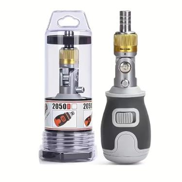 Imagem de Conjunto de chaves de fenda portátil multifuncional com catraca multiangular, brocas substituíveis, metal durável para casa, carro, escritório, cinza