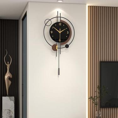 Imagem de FLEBLE Relógio de parede moderno decorativo com pêndulo silencioso sem tique-taque operado por bateria relógio grande para sala de estar, cozinha, casa, banheiro, decoração de parede do quarto, 32 x