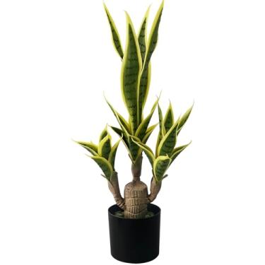 Imagem de NAHUAA Planta de cobra sintética premium – planta de cobra falsa de 59 cm de altura viva em ambientes internos com vaso e 3 hastes, planta falsa Sansevieria para decoração de interiores, decoração de