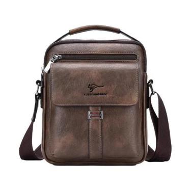 Imagem de Bolsa De Ombro Masculina Vintage Em Couro, Marca De Luxo Kangaroo, Bol