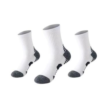 Imagem de Meias Esportivas Masculinas 3 Pares Respiráveis Para Corrida Compressã