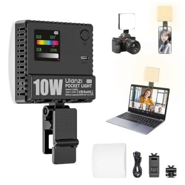 Imagem de Ulanzi C10 Luz LED portátil para selfie de 10 W – Luz de vlogging de 1300 lux, 3300 mAh, kit de iluminação de videoconferência, luzes de selfie para telefone com clipe e sapata fria, clipe de luz para