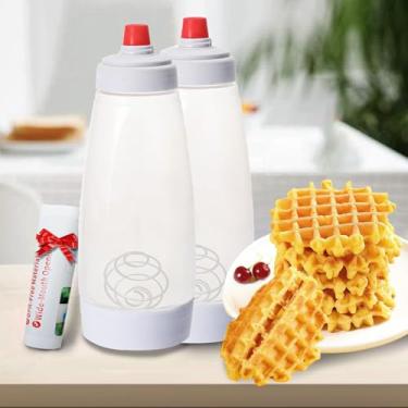 Imagem de KVIFIVK Dispensador de massa de panqueca com bolas de liquidificador, dispensador de massa de panqueca e ferramenta de cozimento. Garrafa espremedora de massa de cozinha adequada para cupcakes