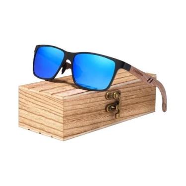 Imagem de Óculos De Sol Unissex Polarizados UV400 De Madeira E Alumínio KINGSEVE