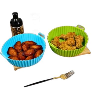 Imagem de Kit 2 Formas Mini de Silicone para Airfryer 10 Cm - Reutilizável, Silicone Alimentar, Cores Variadas