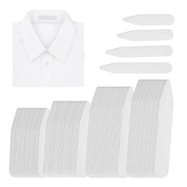 Imagem de Kit de suporte de colarinho de plástico branco de 100 peças com estojo de armazenamento, 4 tamanhos para camisas sociais