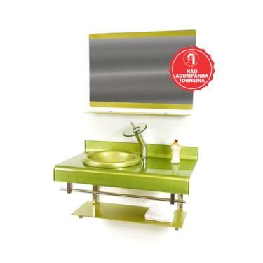 Imagem de Gabinete de Vidro 90cm para banheiro Alemanha - EKASA, Verde Oliva