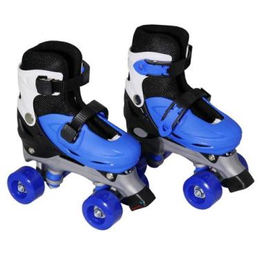 Imagem de Patins 4 rodas roller clássico ajustável M 35-38 azul menino - Importw