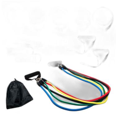 Imagem de Kit 11 Elástico Extensor Treino Academia Exercícios Em Casa