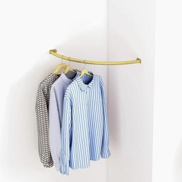 Imagem de Cabide curvo para varão de armário – Suporte para roupas sem broca, 50 x 50 cm, organizador de guarda-roupa preto para pendurar roupas, solução de armazenamento que economiza espaço