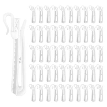 Imagem de 50 ganchos de plástico para cortina, clipes de gancho de cortina plissados ajustáveis, ganchos de cortina plissados para cortinas de janela, cortinas de porta, cortina de chuveiro, 85 mm