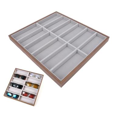 Imagem de Asixxsix Bandeja Organizadora de óculos de Sol, Forro de Veludo, Estojo de Exibição de óculos, Caixa de Vários , Bandejas de Suporte de , Organizador de Armazenamento para