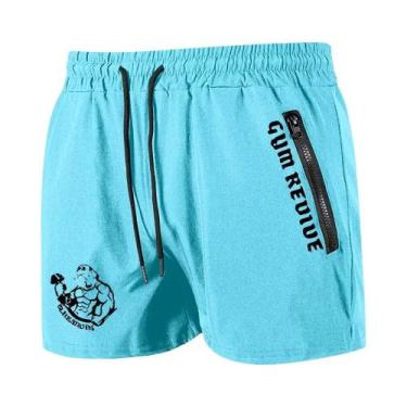 Imagem de Bermudas Masculinas De Secagem Rápida Com Estampa, Bolsos Laterais Com