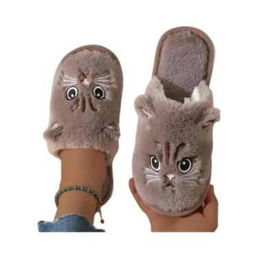 Imagem de Pantufas De Inverno Femininas Quentes De Pelúcia Com Solado De EVA Ant