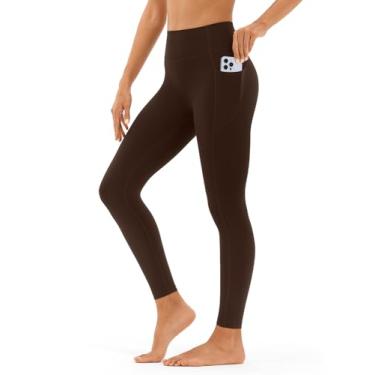Imagem de Leggings femininas de compressão para treino com bolsos, leggings de cintura alta para levantamento de bumbum para mulheres, calças de ioga macias à prova de agachamento para academia e fitness