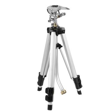 Imagem de Biswing Aspersor de impacto resistente na base do tripé, irrigador de gramado de metal alto para jardim, irrigador telescópico com conector de 3/4 polegadas, irrigação de área grande de 360 graus, 1