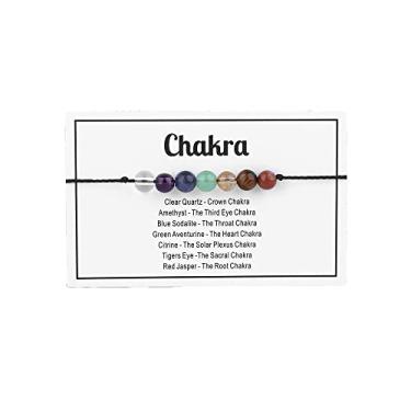 Imagem de Fuqimanman2020 Pulseiras de cristal de cura espiritual com contas de pedra natural feitas à mão corda trançada ajustável cartões de desejos Yoga Reiki relaxar ansiedade joias presentes para casais