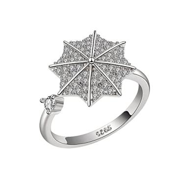 Imagem de HNMZZPL Anéis giratórios modernos para mulheres que aliviam a ansiedade, anel aberto de zircônia cúbica banhado a ouro., Cobre, Zircônia cúbica