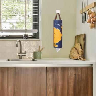 Imagem de Organizador de armazenamento de parede, organizador de sacola de compras reutilizável para pendurar, dispensador de armazenamento de sacos de lixo grandes laváveis, azul