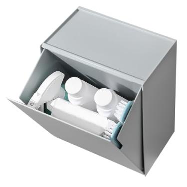 Imagem de Zerodis Caixa Organizadora de Parede para Potes, Caixa Com Tampa Articulada, Design, Banheiro, Vaidade, Armazenamento, Suporte para Vasilha, Economia de Espaço, Grande Capacidade para Cotonete, Fio