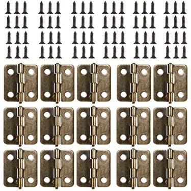 Imagem de 50 peças de dobradiça de ferro pequena caixa de madeira caixa de presente caixa de joias plana aberta mini dobradiça dobradiça verde bronze dobradiça