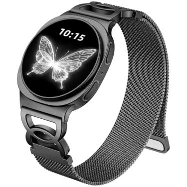 Imagem de Adorve Pulseira de metal compatível com Galaxy Watch 8 de 40 mm e 44 mm, Galaxy Watch 8 Classic de 46 mm, pulseira magnética milanesa sem lacunas para Samsung Watch com design exclusivo