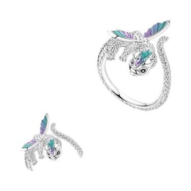 Imagem de Anel Feminino De Prata Esterlina 925 Com Caveira, Laço, Coroa, Coração