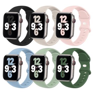 Imagem de Pulseiras esportivas de silicone para Apple Watch Ultra 3 2 1 SE séries 11 10 9 8 7 6 5 4 mm e 49 mm (pacotes com 6)