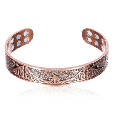 Imagem de Sibba Pulseira de cobre masculina premium vintage 99,9% liga de zinco de cobre puro ajustável para homens equilíbrio de joias vintage ajustável presente