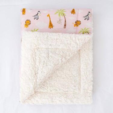 Imagem de Manta De Sherpa Para Bebê Lã Carneiro Safari Rosa