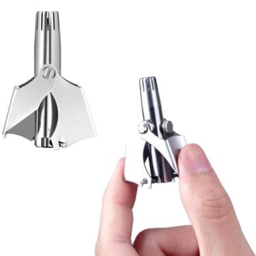 Imagem de Aparador de pelos de nariz para homens, aparador manual de pelos de nariz e orelha, ferramenta manual de aço inoxidável portátil, cortador de nariz com escova de limpeza e cuidados de precisão