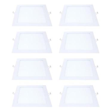 Imagem de Kit 8 Painel Led Embutir Quadrado Luz Quente 3000K 18W 22Cm - Avant