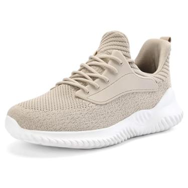 Imagem de SDolphin Tênis de caminhada masculino – Tênis de corrida de espuma viscoelástica sem cadarço para treino atlético, academia, corrida, leve, respirável, casual, B - bege, 38