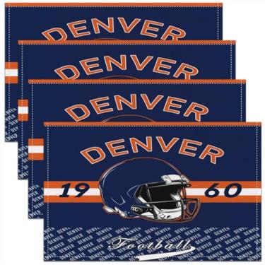 Imagem de Feelyou Jogo americano de futebol americano conjunto de 4 tapetes de mesa de futebol americano para cozinha, mesa de jantar, decoração de festa, ambientes internos e externos, 46 x 30 cm, jogos