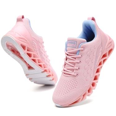 Imagem de TSIODFO Tênis feminino esportivo esportivo para corrida, tênis de caminhada, Rosa azul 02, 38