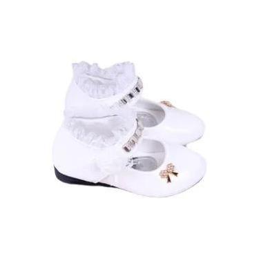 Imagem de Sapatos De Couro PU Com Renda Para Meninas De 3 a 11 Anos, Laço Fofo C