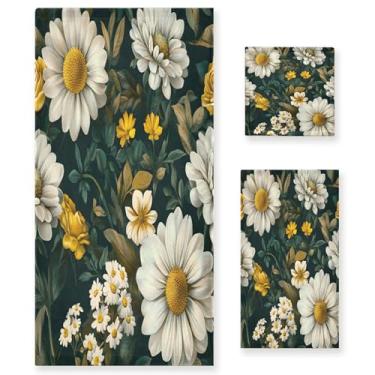 Imagem de xigua Conjunto de toalhas de banheiro floral vintage absorvente macio 3 peças toalha de banho toalha de mão toalhas decorativas para banheiro, academia, hotel, praia, piscina