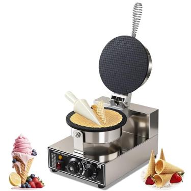 Imagem de Máquina elétrica de cone de sorvete 110V 1300W Máquina de cone de waffle comercial de aço inoxidável 1300 W, revestimento antiaderente com controle de temperatura e tempo para padarias de restaurantes