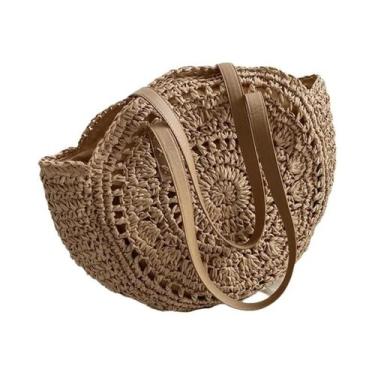 Imagem de Bolsa De Ombro De Palha De Grande Capacidade Para Mulheres, Feita À Mã