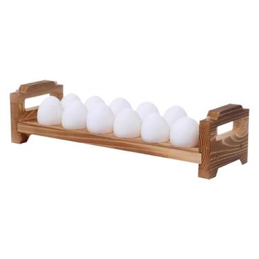 Imagem de Rack de madeira para armazenamento de ovos, bandejas empilháveis para armazenamento de ovos, prateleira de exibição versátil para economia de espaço para mesa de jantar e festa
