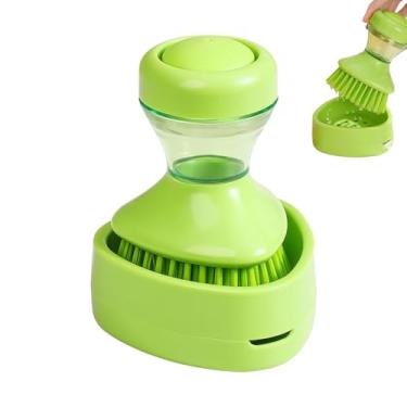 Imagem de Escova de pratos | Esfregador de utensílios de cozinha com dispensador de sabão | Esfregador de pratos com suporte, para panela, pia, fogão, tigela, tábua, corte, limpeza