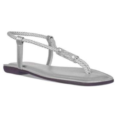 Imagem de Sandália Rasteira Feminina Saltinho Com Brilho Strass Metalizada A7.18-Feminino