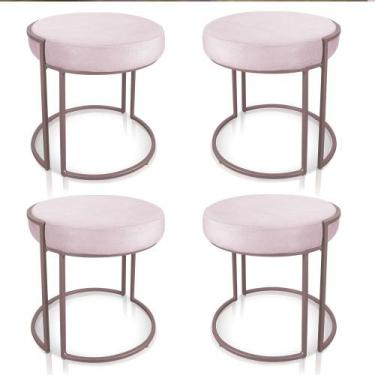 Imagem de KIt 04 Puffs Love Suede Rosa bebê Base Industrial Rose - D'Rossi